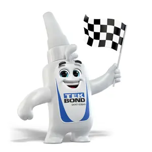 Mascote Beto com Bandeira Tekbond Saint-Gobain